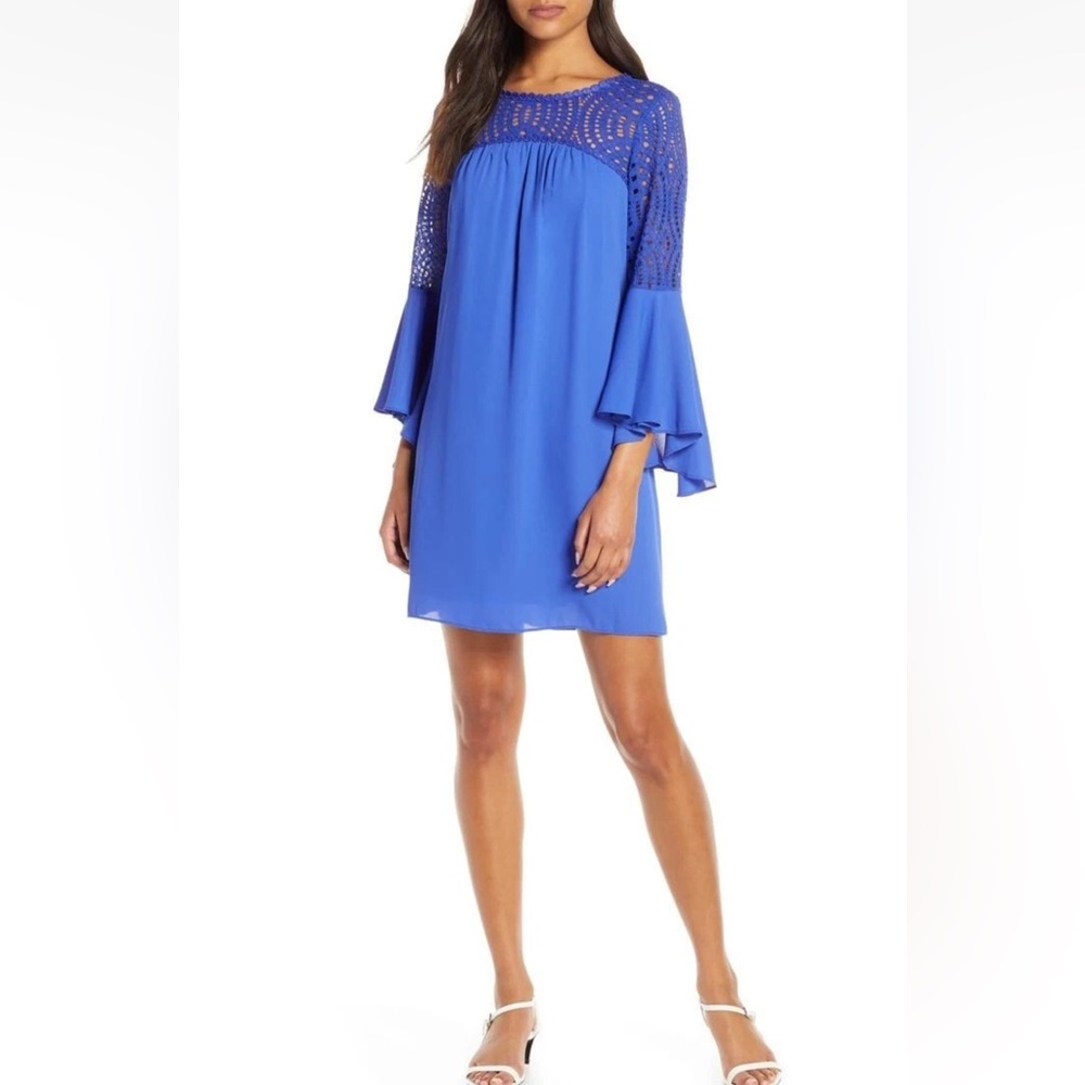 NWT Lilly Pulitzer Amenna Dress Mini Deamatic Sleeves Royal Purpleโ Sz 2